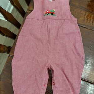 Red ginghams Overalls
